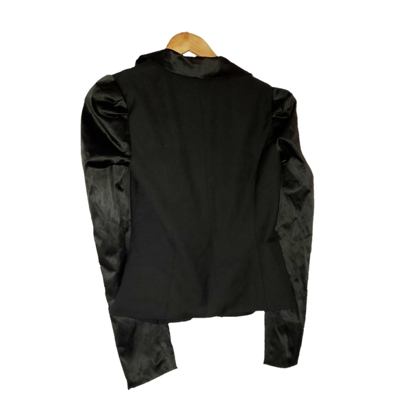 GOOD CONDITION: SATIN AND COTTON CROPPED BLAZER - Picture 2 of 2